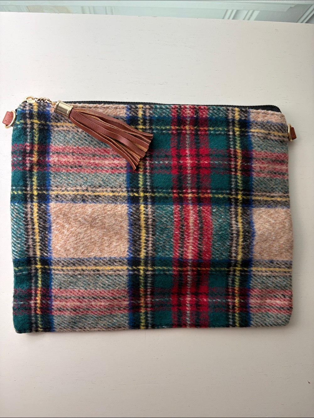 Plaid clutch style bag